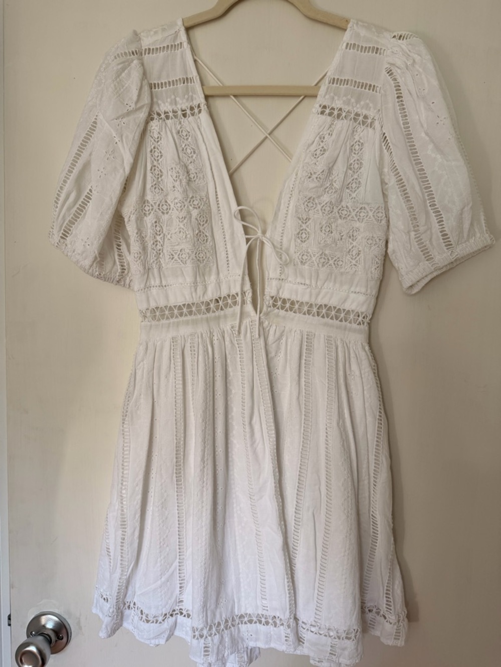 Urban Outfitters 100% Cotton Eyelet Lace detail white Mini Dress